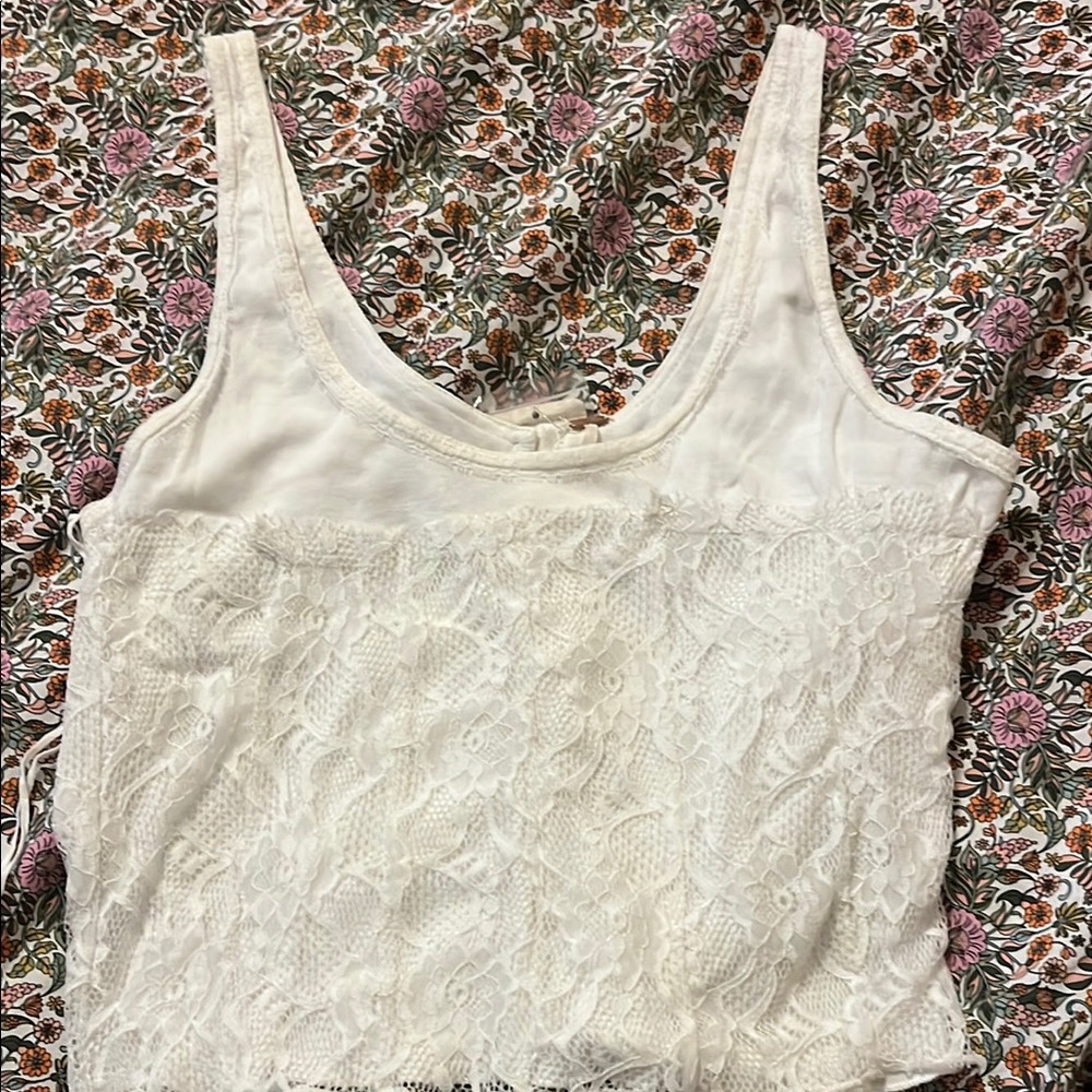 Free People Cream Lace Tank Top